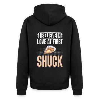 Oyster Gifts - Unisex Premium Bio Zip Hoodie - Schwarz - Hinten - Nico (187cm)