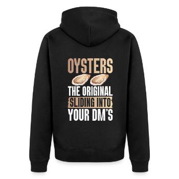 Oyster Gifts - Unisex Premium Bio Zip Hoodie - Schwarz - Hinten - Nico (187cm)
