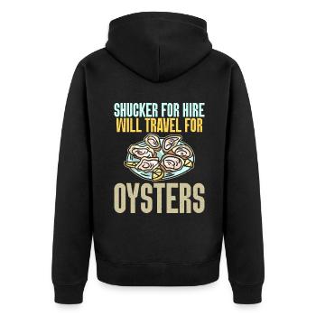 Oyster Gifts - Unisex Premium Bio Zip Hoodie - Schwarz - Hinten - Nico (187cm)