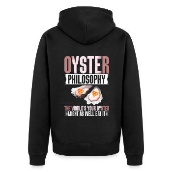 Oyster Gifts - Unisex Premium Bio Zip Hoodie - Schwarz - Hinten - Nico (187cm)