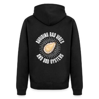 Oyster Gifts - Unisex Premium Bio Zip Hoodie - Schwarz - Hinten - Nico (187cm)