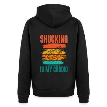 Oyster Gifts - Unisex Premium Bio Zip Hoodie - Schwarz - Hinten - Nico (187cm)