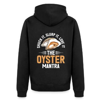 Oyster Gifts - Unisex Premium Bio Zip Hoodie - Schwarz - Hinten - Nico (187cm)