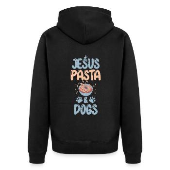 Pasta Lover Gifts - Unisex Premium Bio Zip Hoodie - Schwarz - Hinten - Nico (187cm)