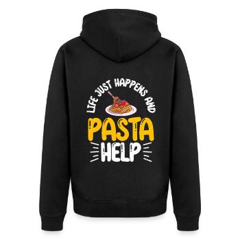 Pasta Lover Gifts - Unisex Premium Organic Zip Hoodie - black - Back - Nico (187cm)