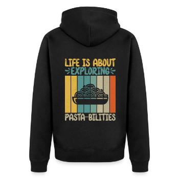 Pasta Lover Gifts - Unisex Premium Organic Zip Hoodie - black - Back - Nico (187cm)
