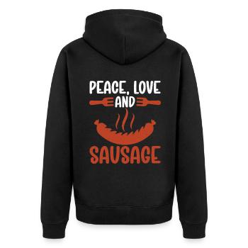 Sausage Lover - Unisex Premium Bio Zip Hoodie - Schwarz - Hinten - Nico (187cm)