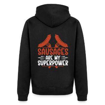 Sausage Lover - Unisex Premium Bio Zip Hoodie - Schwarz - Hinten - Nico (187cm)