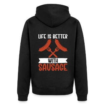 Sausage Lover - Unisex Premium Bio Zip Hoodie - Schwarz - Hinten - Nico (187cm)