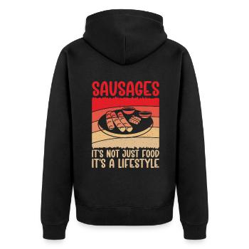 Sausage Lover - Unisex Premium Bio Zip Hoodie - Schwarz - Hinten - Nico (187cm)