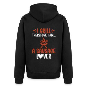 Sausage Lover - Unisex Premium Organic Zip Hoodie - black - Back - Nico (187cm)