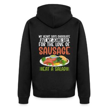 Sausage Lover - Unisex Premium Organic Zip Hoodie - black - Back - Nico (187cm)