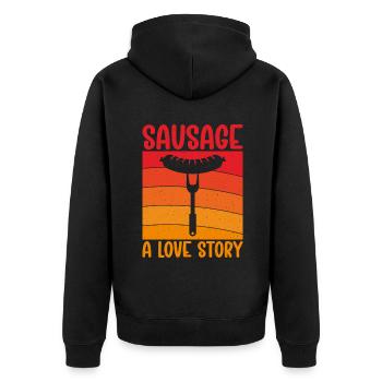 Sausage Lover - Unisex Premium Bio Zip Hoodie - Schwarz - Hinten - Nico (187cm)