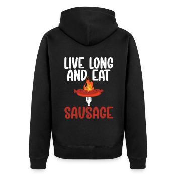 Sausage Lover - Unisex Premium Bio Zip Hoodie - Schwarz - Hinten - Nico (187cm)
