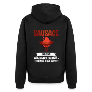 Sausage Lover - Unisex Premium Bio Zip Hoodie - Schwarz - Hinten - Nico (187cm)