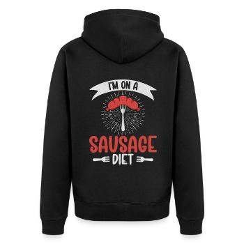 Sausage Lover - Unisex Premium Bio Zip Hoodie - Schwarz - Hinten - Nico (187cm)