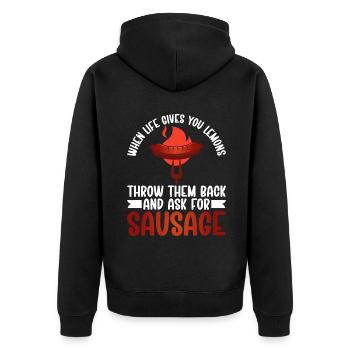 Sausage Lover - Unisex Premium Organic Zip Hoodie - black - Back - Nico (187cm)