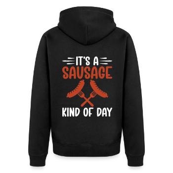 Sausage Lover - Unisex Premium Organic Zip Hoodie - black - Back - Nico (187cm)