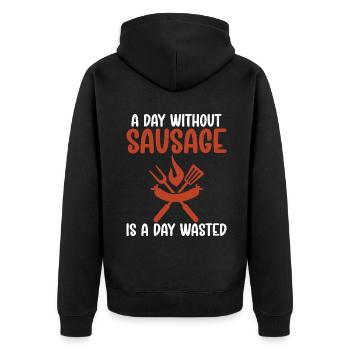 Sausage Lover - Unisex Premium Bio Zip Hoodie - Schwarz - Hinten - Nico (187cm)