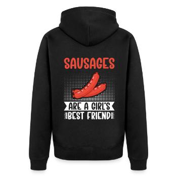 Sausage Lover - Unisex Premium Bio Zip Hoodie - Schwarz - Hinten - Nico (187cm)
