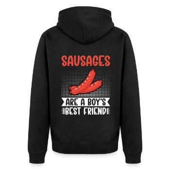 Sausage Lover - Unisex Premium Bio Zip Hoodie - Schwarz - Hinten - Nico (187cm)