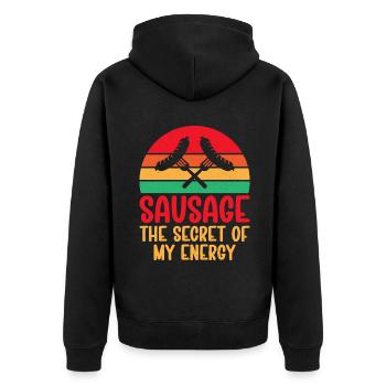Sausage Lover - Unisex Premium Bio Zip Hoodie - Schwarz - Hinten - Nico (187cm)