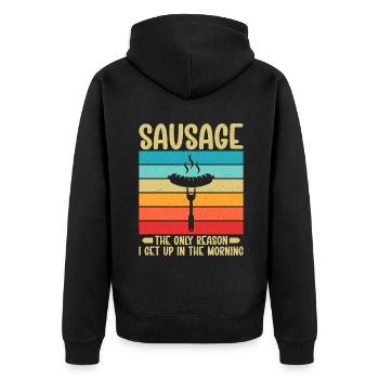 Sausage Lover - Unisex Premium Bio Zip Hoodie - Schwarz - Hinten - Nico (187cm)