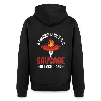 Sausage Lover - Unisex Premium Bio Zip Hoodie - Schwarz - Hinten - Nico (187cm)