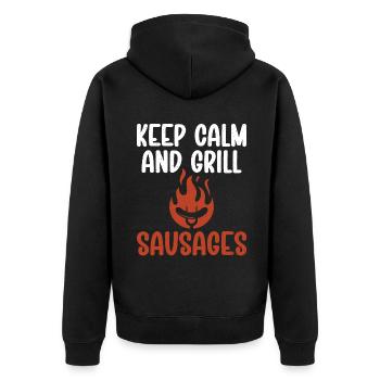 Sausage Lover - Unisex Premium Organic Zip Hoodie - black - Back - Nico (187cm)