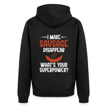 Sausage Lover - Unisex Premium Bio Zip Hoodie - Schwarz - Hinten - Nico (187cm)