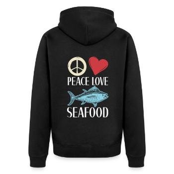 Seafood Lover Gift - Unisex Premium Bio Zip Hoodie - Schwarz - Hinten - Nico (187cm)