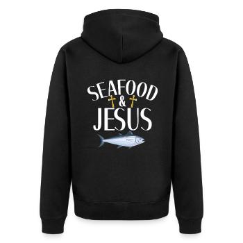 Seafood Lover Gift - Unisex Premium Bio Zip Hoodie - Schwarz - Hinten - Nico (187cm)