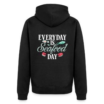Seafood Lover Gift - Unisex Premium Bio Zip Hoodie - Schwarz - Hinten - Nico (187cm)