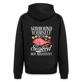 Seafood Lover Gift - Unisex Premium Bio Zip Hoodie - Schwarz - Hinten - Nico (187cm)