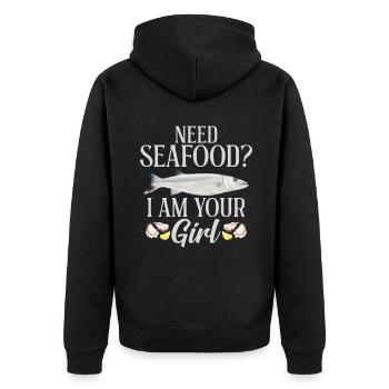 Seafood Lover Gift - Unisex Premium Bio Zip Hoodie - Schwarz - Hinten - Nico (187cm)