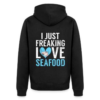 Cadeau pour les amateurs de fruits de mer - Veste à capuche bio Premium Unisexe - noir - Dos - Nico (187cm)