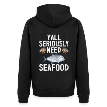 Seafood Lover Gift - Unisex Premium Bio Zip Hoodie - Schwarz - Hinten - Nico (187cm)
