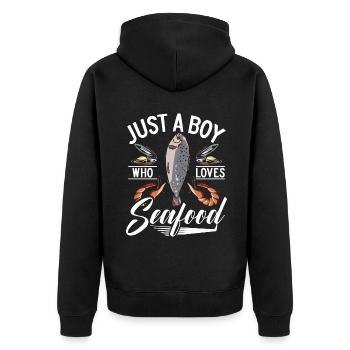 Cadeau pour les amateurs de fruits de mer - Veste à capuche bio Premium Unisexe - noir - Dos - Nico (187cm)
