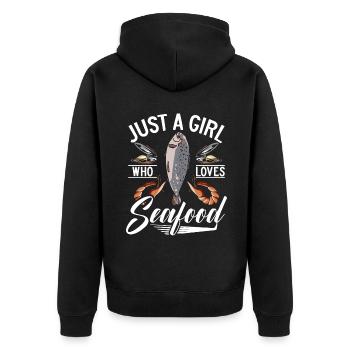Cadeau pour les amateurs de fruits de mer - Veste à capuche bio Premium Unisexe - noir - Dos - Nico (187cm)