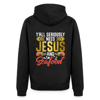Seafood Lover Gift - Unisex Premium Bio Zip Hoodie - Schwarz - Hinten - Nico (187cm)