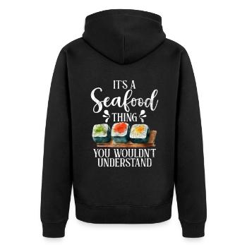 Seafood Lover Gift - Unisex Premium Bio Zip Hoodie - Schwarz - Hinten - Nico (187cm)