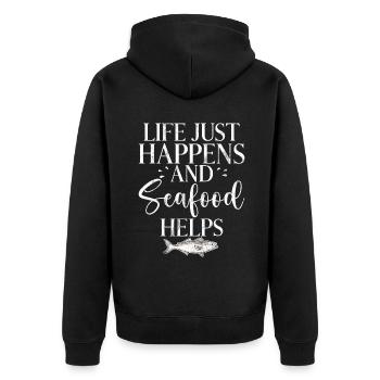 Seafood Lover Gift - Unisex Premium Bio Zip Hoodie - Schwarz - Hinten - Nico (187cm)