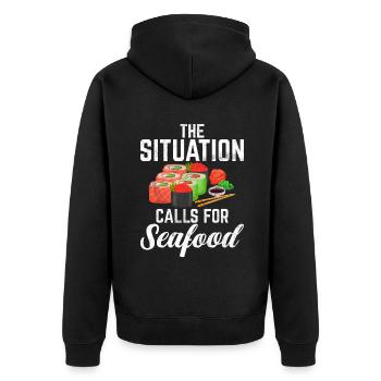Seafood Lover Gift - Unisex Premium Bio Zip Hoodie - Schwarz - Hinten - Nico (187cm)