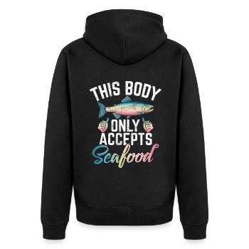Seafood Lover Gift - Unisex Premium Bio Zip Hoodie - Schwarz - Hinten - Nico (187cm)