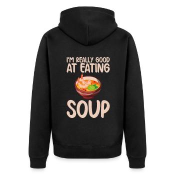 Soup Lovers Gifts - Unisex Premium Bio Zip Hoodie - Schwarz - Hinten - Nico (187cm)