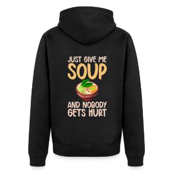 Cadeaux pour les amateurs de soupe - Veste à capuche bio Premium Unisexe - noir - Dos - Nico (187cm)