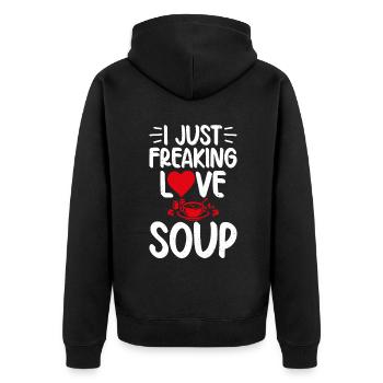 Soup Lovers Gifts - Unisex Premium Bio Zip Hoodie - Schwarz - Hinten - Nico (187cm)
