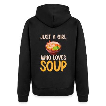 Soup Lovers Gifts - Unisex Premium Bio Zip Hoodie - Schwarz - Hinten - Nico (187cm)