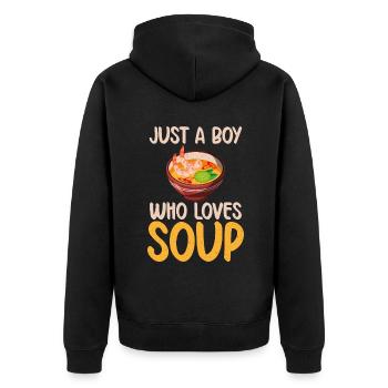 Soup Lovers Gifts - Unisex Premium Bio Zip Hoodie - Schwarz - Hinten - Nico (187cm)