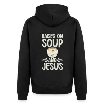 Cadeaux pour les amateurs de soupe - Veste à capuche bio Premium Unisexe - noir - Dos - Nico (187cm)